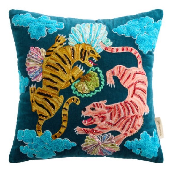Embroidered Tiger Decorative Pillow